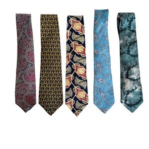 Vintage Designer Mens Silk Tie Lot Kuppenheimer Barneys Saks America Set Of 5